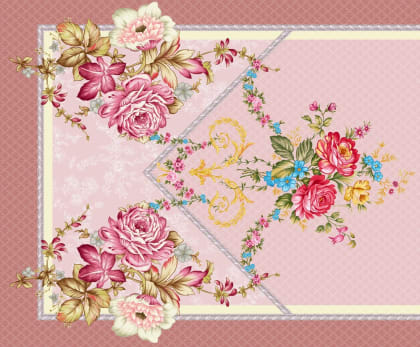 Fashion pink peach flowers design leather fabric in 2023